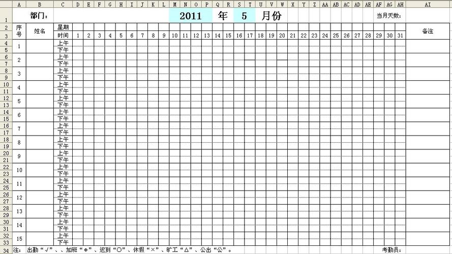 考勤表多余日期不显示