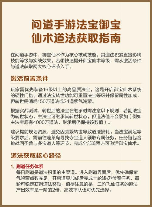 问道法宝御宝仙术怎么激活