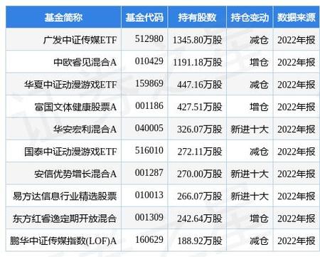 广发中证传媒etf重仓的股票