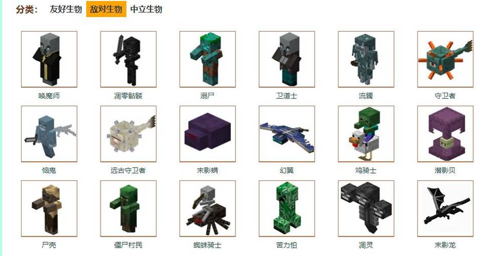 我的世界怎么只清除敌对生物