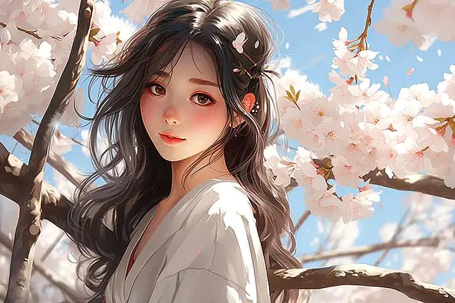 樱花下的女孩动漫头像