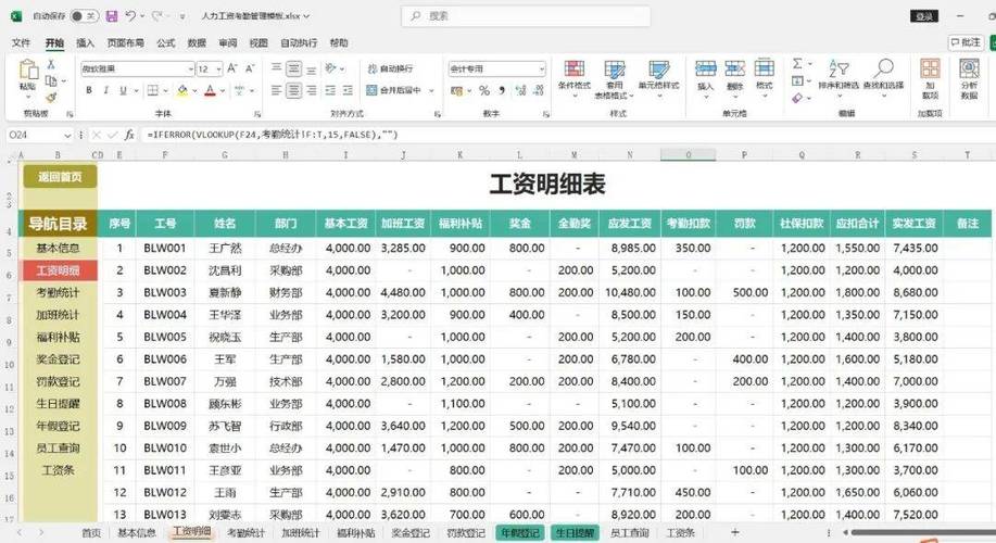工资合计怎么算Excel
