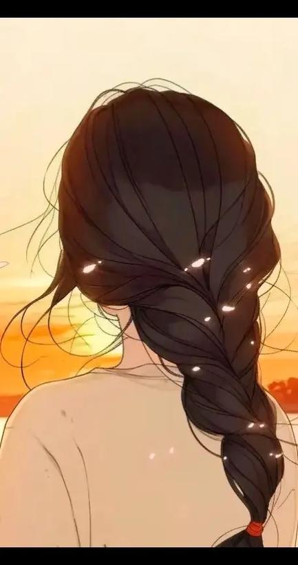 唯美辫子女生头像背影
