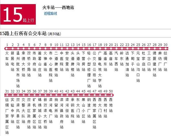 15路公交车路线路线查询