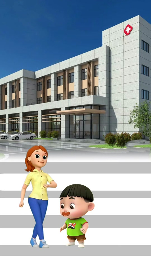 孩子在医院帮妈妈排队的动画片视频