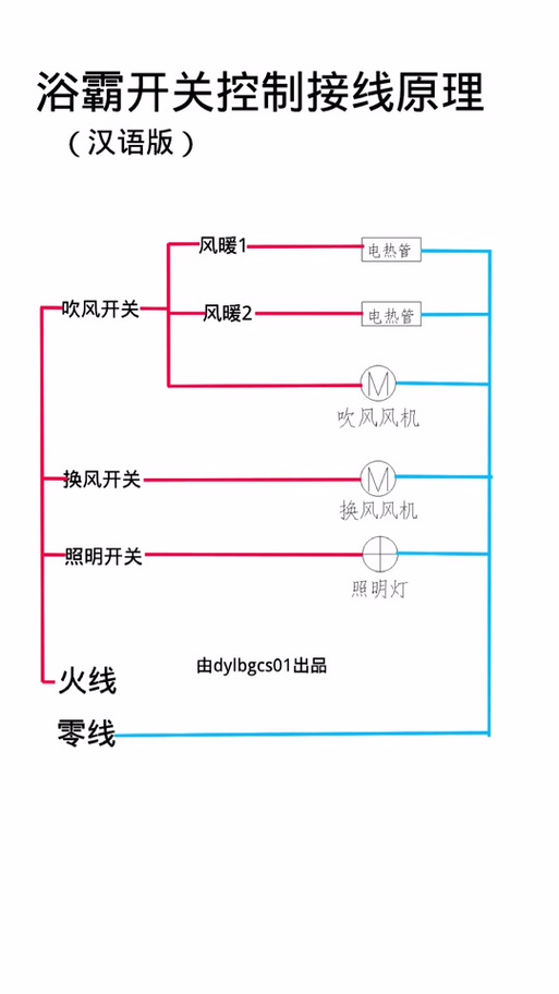 风暖浴霸三个开关原理图
