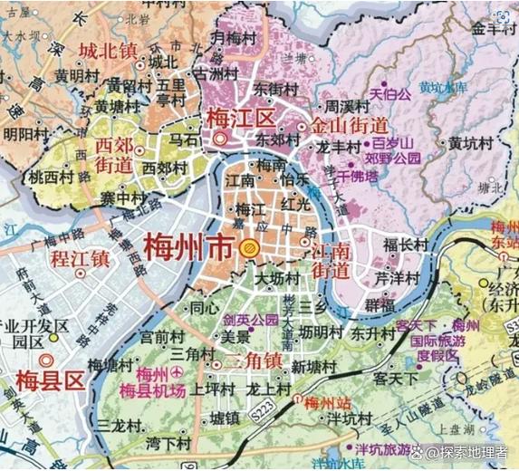 梅州行政区域划分图