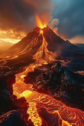 火山爆发岩浆