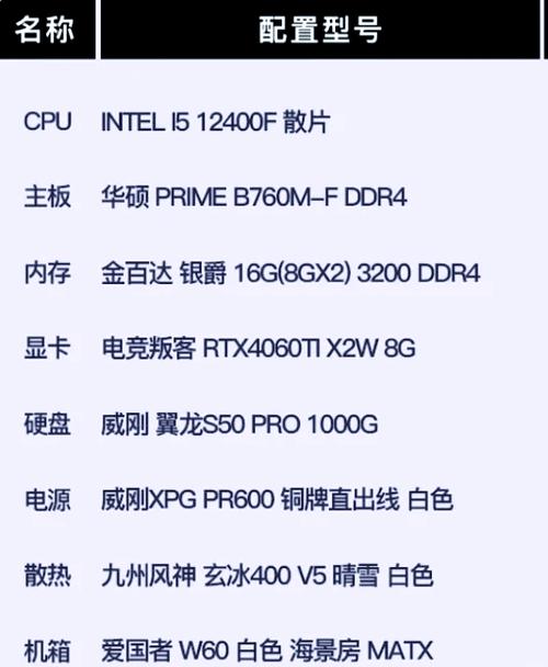 电脑配置单生成器