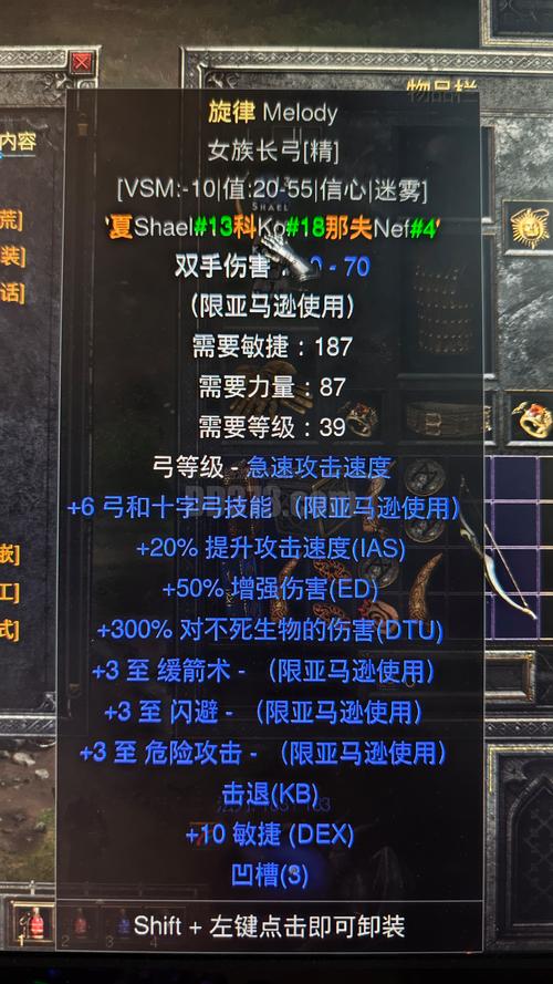 暗黑2亚马逊弓系装备