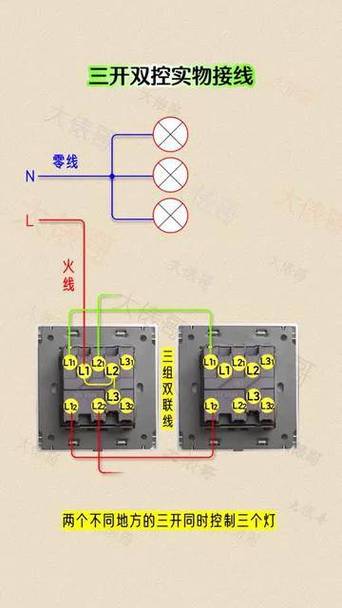三开开关后面5个接线口