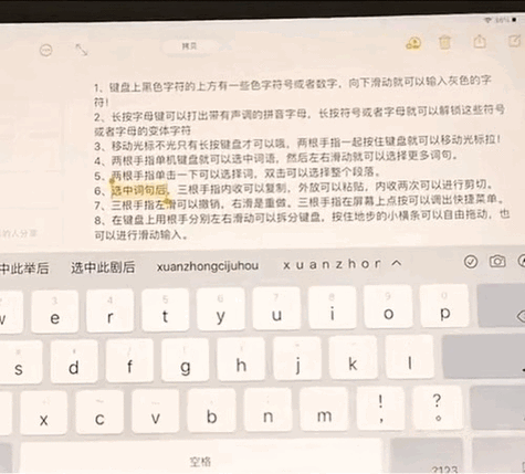 ipad键盘复制粘贴栏在哪