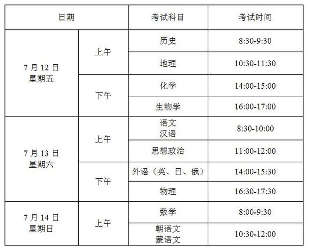 辽宁省高中会考时间安排