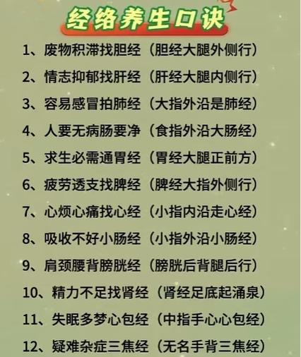 十二经络歌诀顺口溜