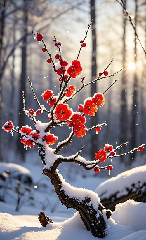 最漂亮的雪中红梅短视频