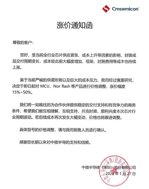 涨价通知函