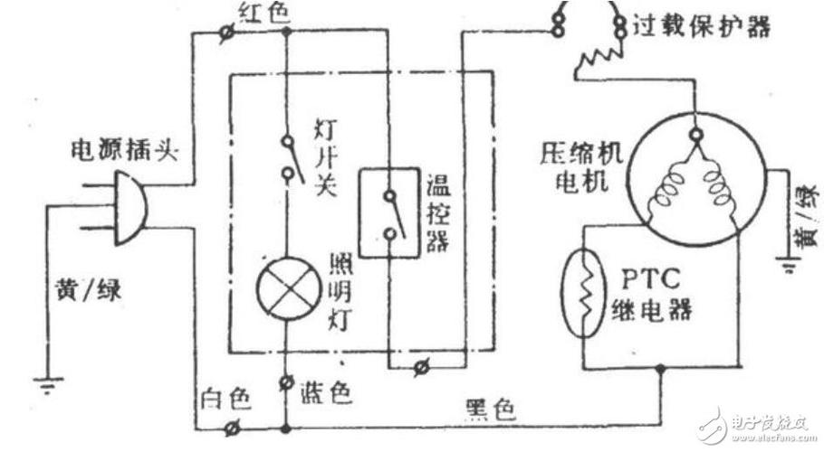 海尔冰箱启动器怎么接线图解