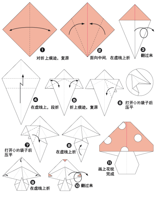 手工折纸小蘑菇步骤图解