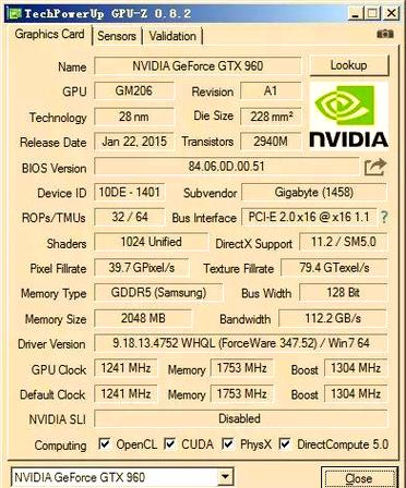 GTX960功耗多少
