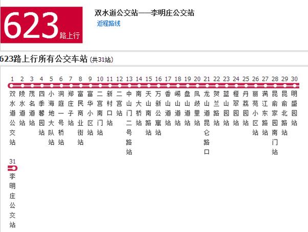 623路公交车路线查询