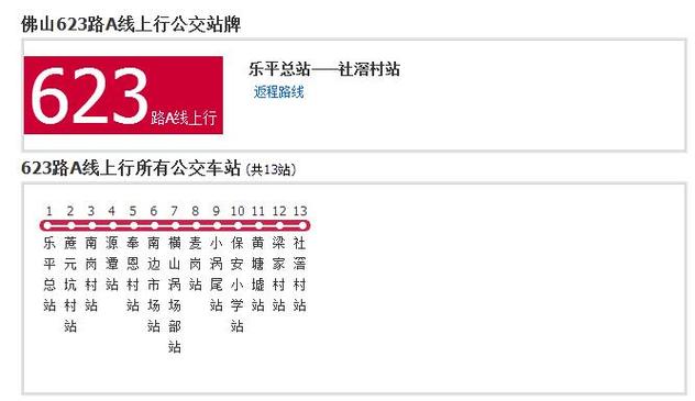 623路公交车路线查询截图2