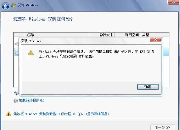 磁盘采用gpt分区无法安装系统盘