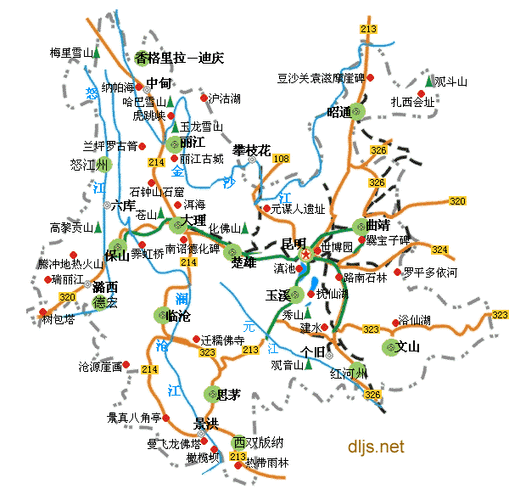 云南景点分布图详细