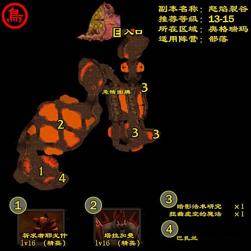 怒焰裂谷boss分布图