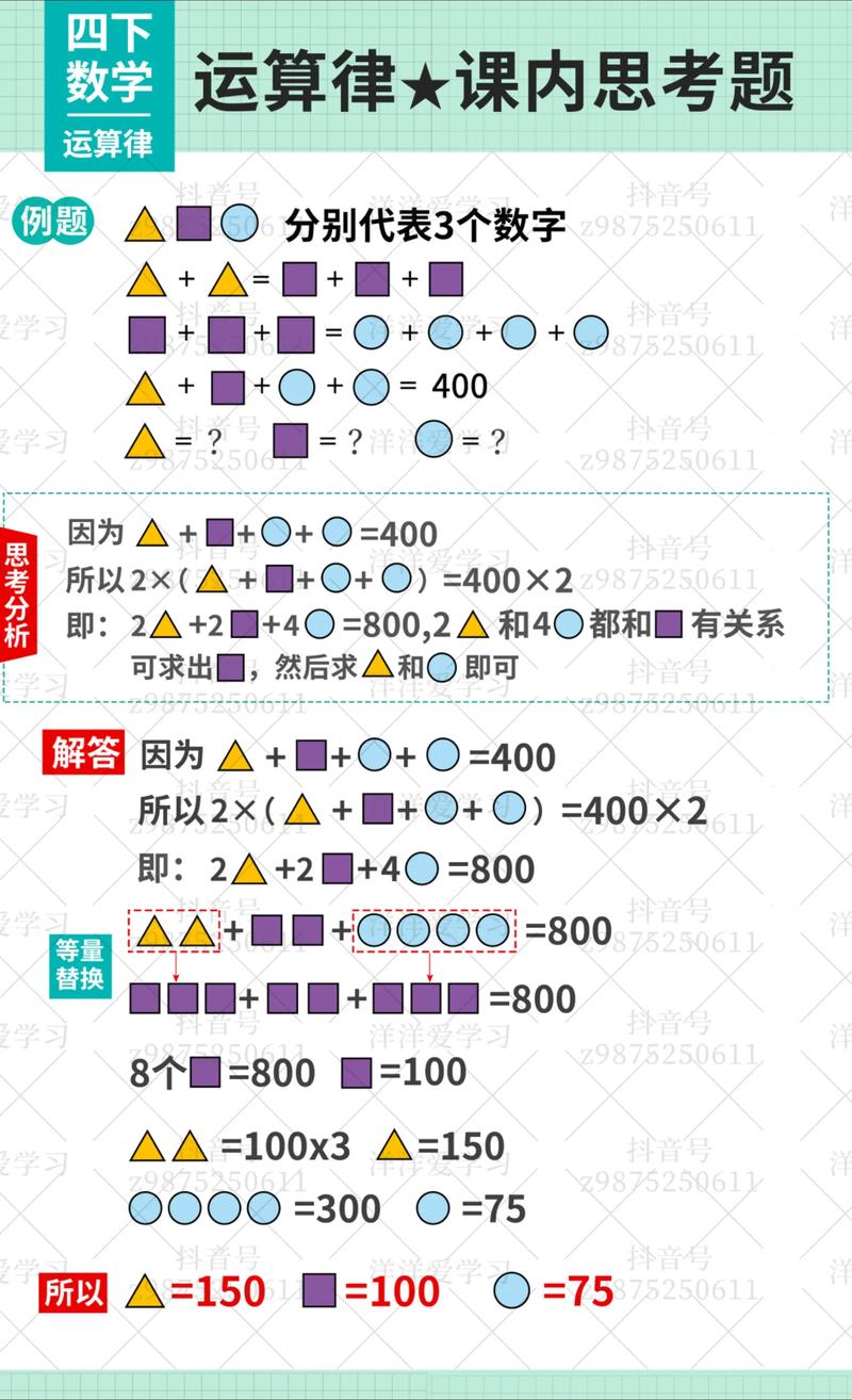 方块圆圈三角各代表一个数