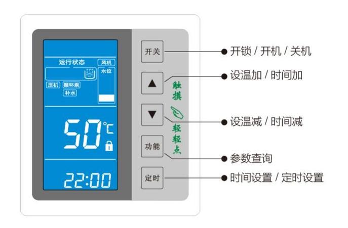 美菱空气能热水器控制面板说明书