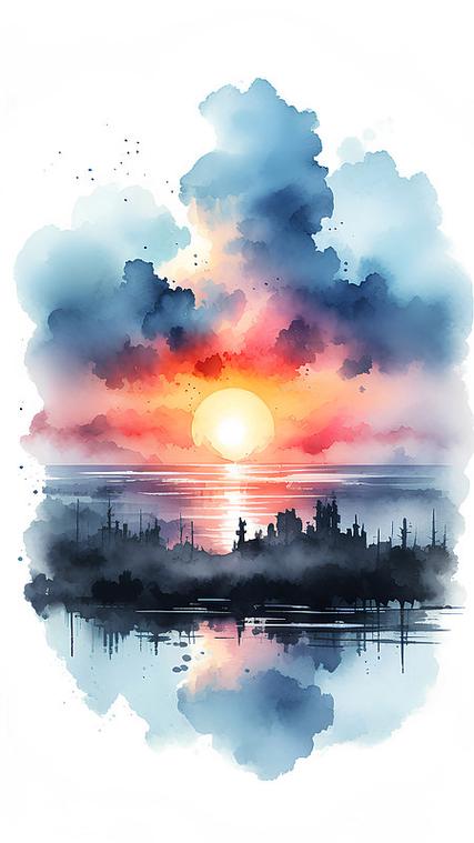 水粉画《日落》截图3