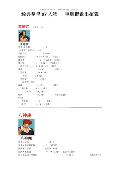 电脑版拳皇97键盘怎么放技能