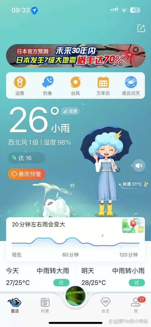 彩云天气与墨迹天气